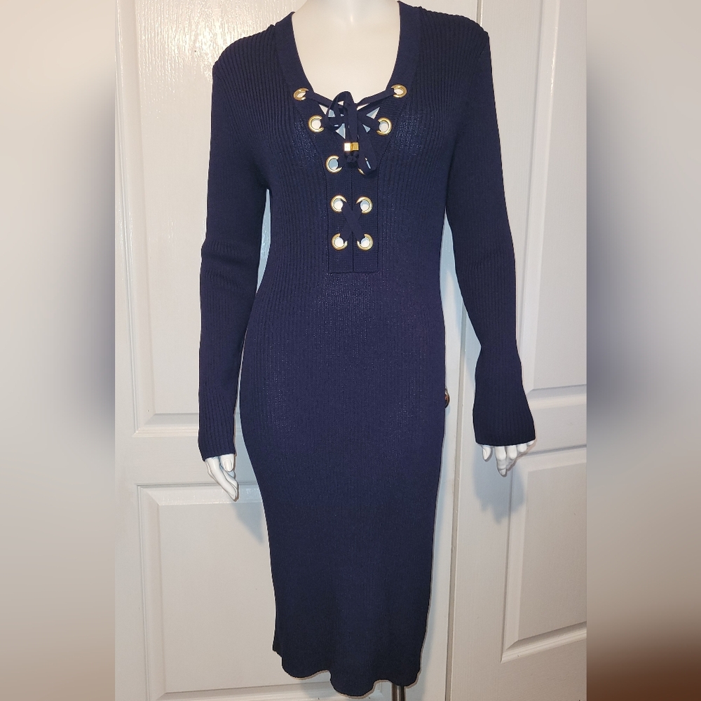 Michael Kors Ribbed Lace Up Dress - Picture 2 of 9